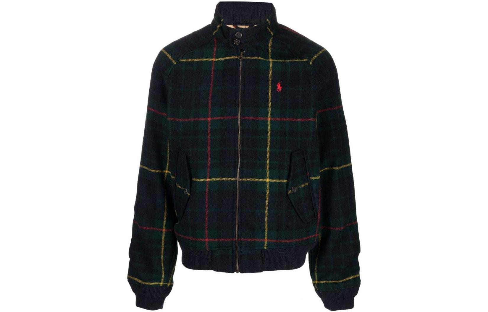 Ralph Lauren SS23 Zip-Up Plaid Detail Jacket Navy Blue 710876150-001