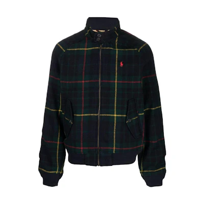 Ralph Lauren SS23 Zip-Up Plaid Detail Jacket Navy Blue 710876150-001