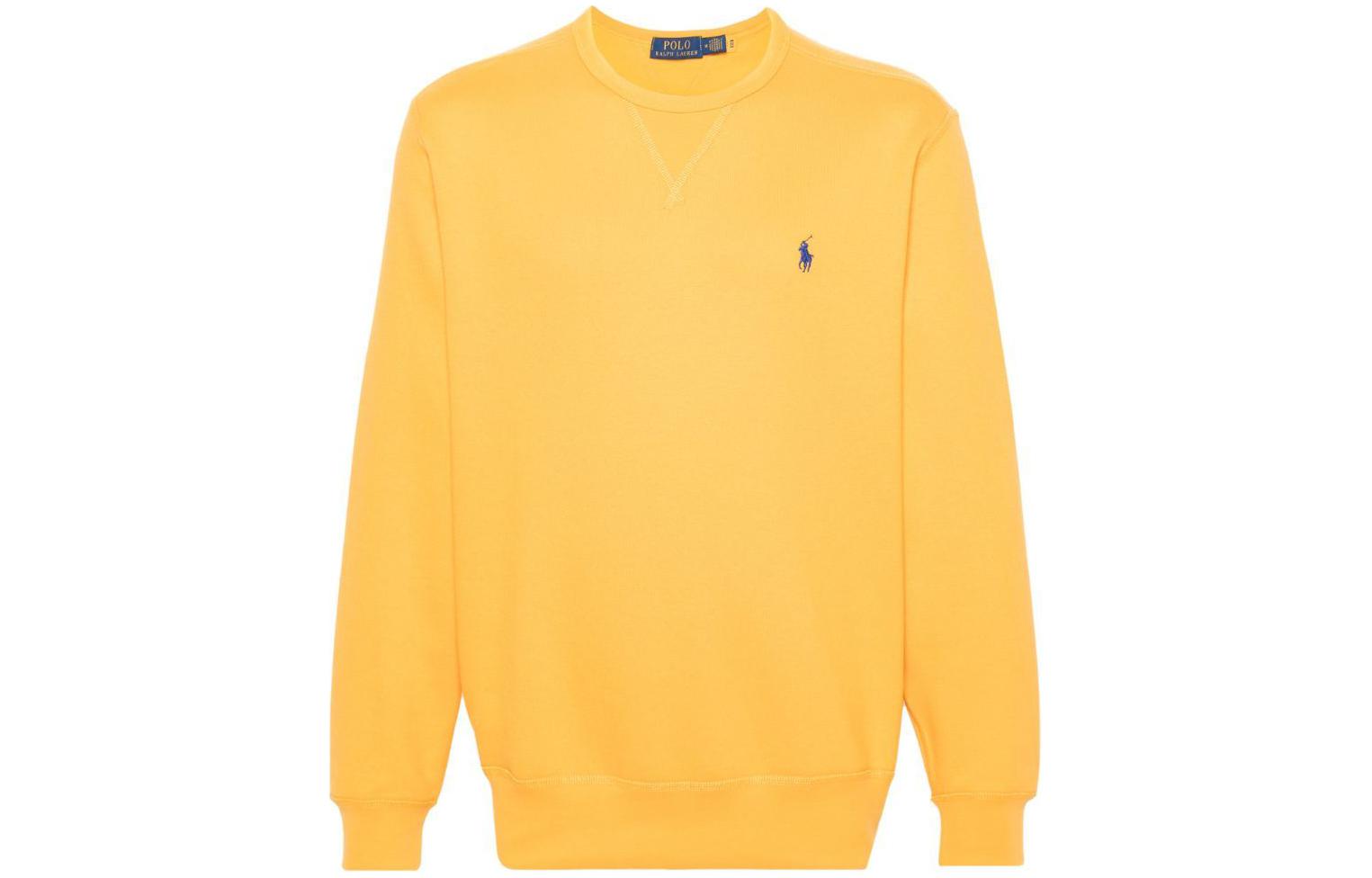 Ralph Lauren SS24 Amber Yellow Embroidered Logo Crewneck Sweatshirt Long Sleeve 710766772-023