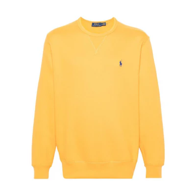 Ralph Lauren SS24 Amber Yellow Embroidered Logo Crewneck Sweatshirt Long Sleeve 710766772-023