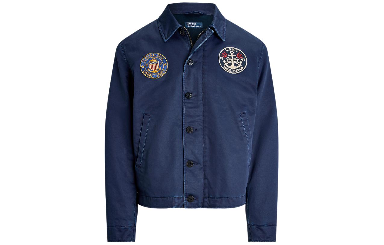 Ralph Lauren SS24 Badge Pattern Single-Breasted Jacket Men’s Nautical Blue MNPOOTW16021381-410
