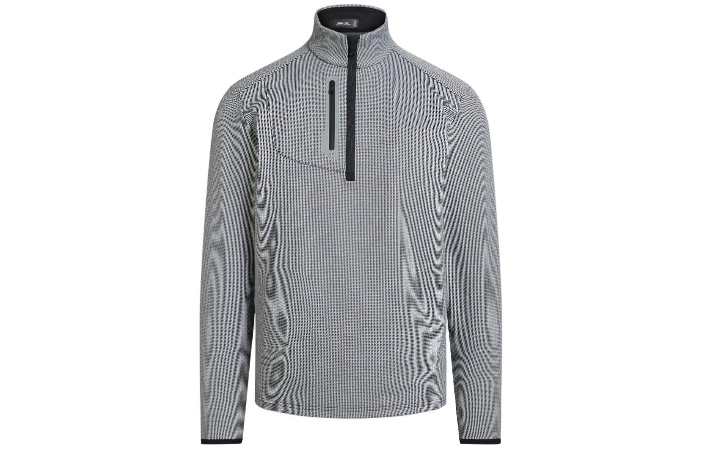 Ralph Lauren SS24 Black Houndstooth Half-Turtleneck Pullover Sweater MNXGKNI16820205-001