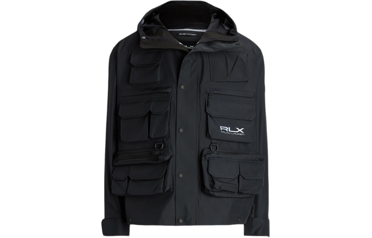 Ralph Lauren SS24 Black Loose-Fit Lettered Zip Hoodie Jacket MNRXOTW16020102-001