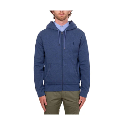 Ralph Lauren SS24 Blue Hoodie with Pony Embroidery and Full Zip 710652313-047