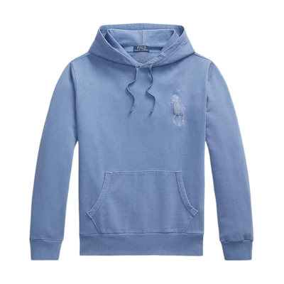 Ralph Lauren SS24 Blue Hoodie with Solid Logo Embroidery & Drawstring MNPOKNI16823617-400