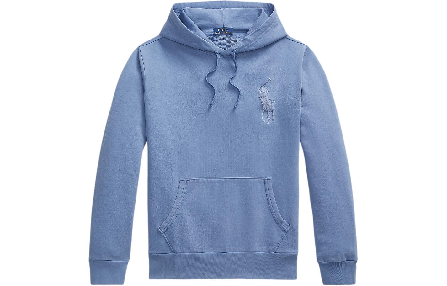 Ralph Lauren SS24 Blue Hoodie with Solid Logo Embroidery & Drawstring MNPOKNI16823617-400 圖 2
