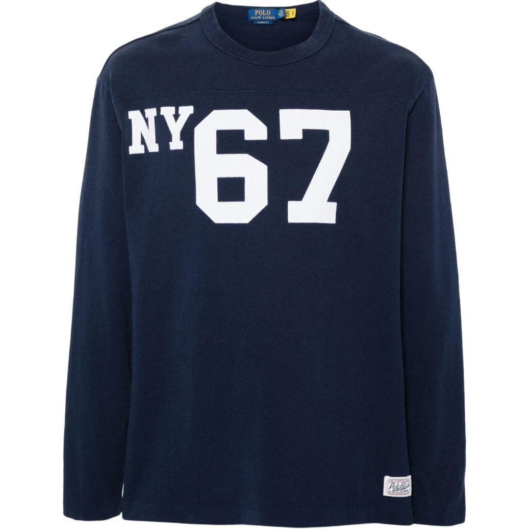 Ralph Lauren SS24 Blue Logo Graphic Crewneck Pullover Sweatshirt Men 710941990-001