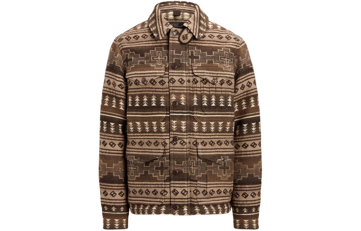 Ralph Lauren SS24 Brown Jungle Print Button-Up Long Sleeve Jacket MNPOOTW16021335-999