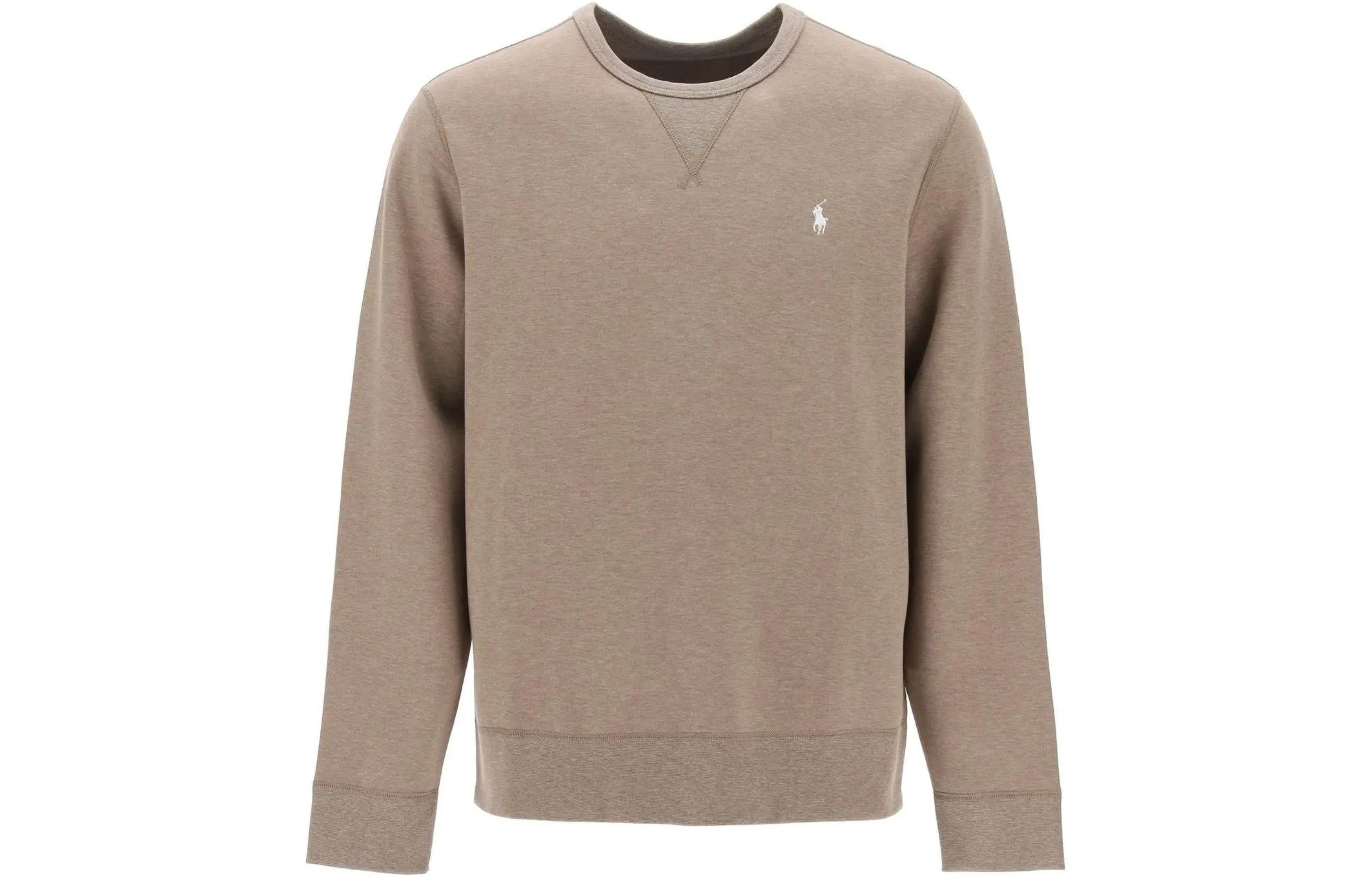 Ralph Lauren SS24 Brown Solid Crewneck Pullover Sweatshirt Long Sleeve 710881519-015