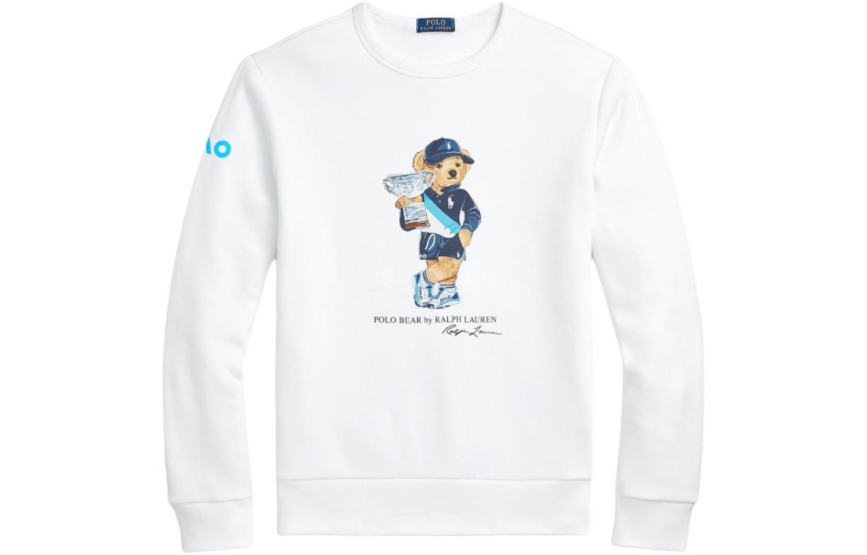 Ralph Lauren SS24 Ceramic White Bear Logo Crewneck Sweatshirt MNPOKNI16823221-100