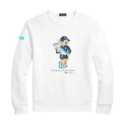 Ralph Lauren SS24 Ceramic White Bear Logo Crewneck Sweatshirt MNPOKNI16823221-100