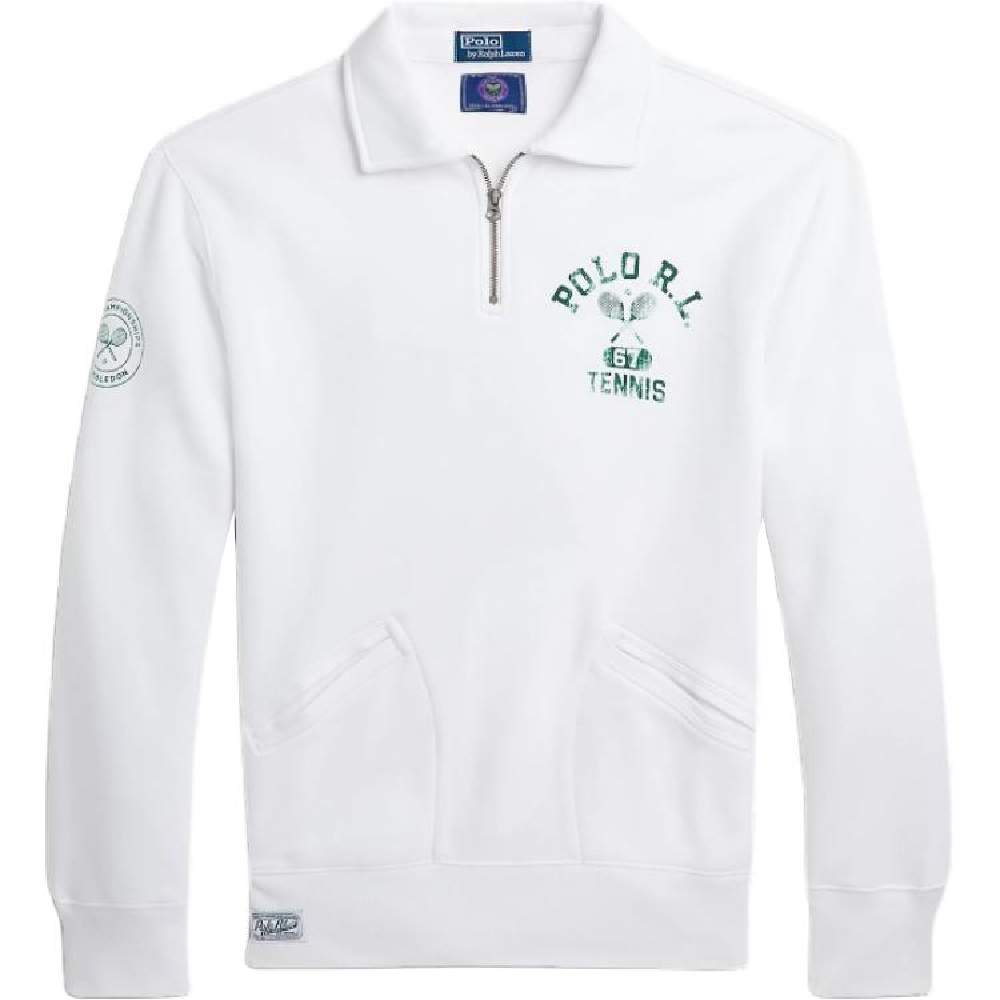 Ralph Lauren SS24 Ceramic White Logo Print Long-Sleeve Sweatshirt for Men MNPOKNI16823614-100
