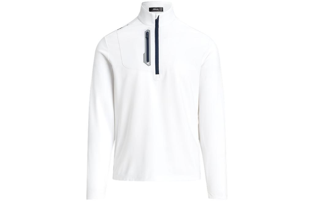 Ralph Lauren SS24 Ceramic White Striped Trim Half-Zip Pullover Men’s Sweatshirt MNXGKNI16820209-100