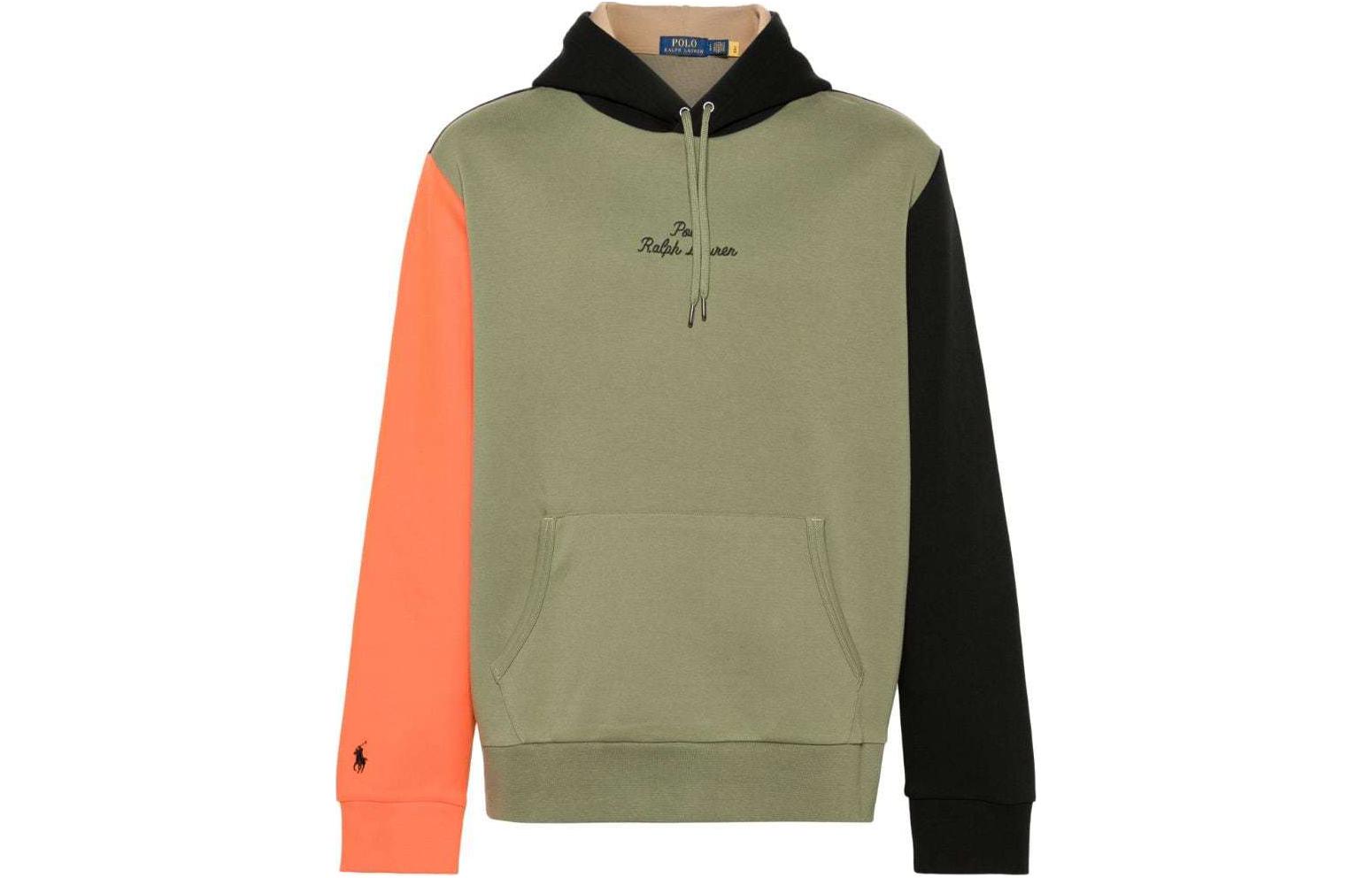 Ralph Lauren SS24 Color-block Embroidered Logo Hoodie Khaki 710936587-001