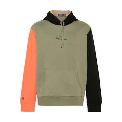 Ralph Lauren SS24 Color-block Embroidered Logo Hoodie Khaki 710936587-001