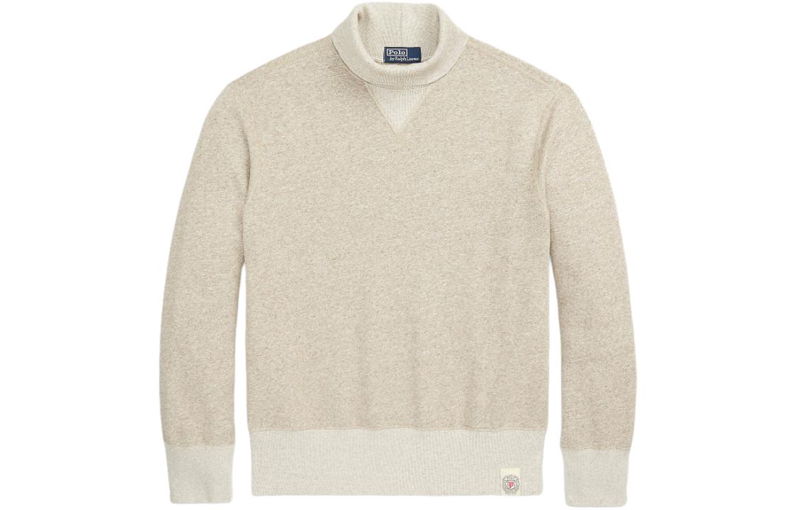 Ralph Lauren SS24 Colorblock Half-Turtleneck Pullover Sweatshirt Beige Mens MNPOKNI16823371-250