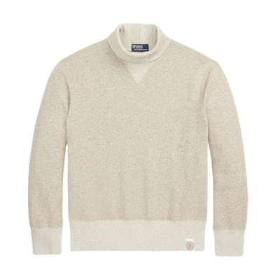 Ralph Lauren SS24 Colorblock Half-Turtleneck Pullover Sweatshirt Beige Mens MNPOKNI16823371-250