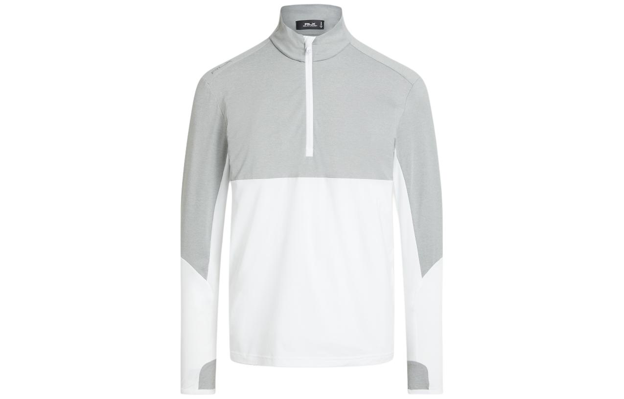 Ralph Lauren SS24 Colorblock Logo Print Half-Turtleneck Sweatshirt Grey Men MNXGKNI1AD20026-100