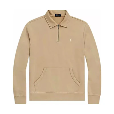 Ralph Lauren SS24 Embroidered Logo Long-Sleeve Polo Jacket Khaki - 710934601-002