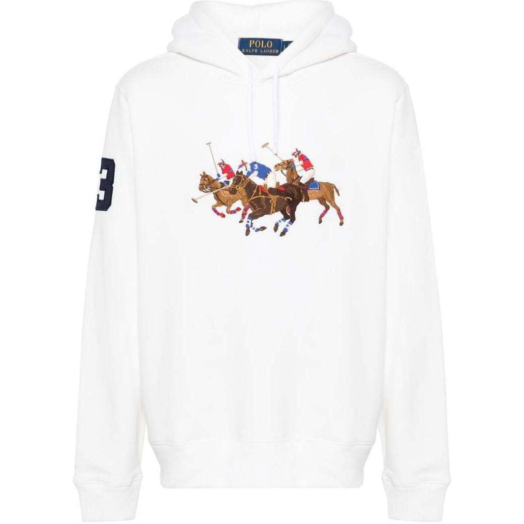 Ralph Lauren SS24 Equestrian Embroidered Loose Hoodie Men’s White 710935536-001