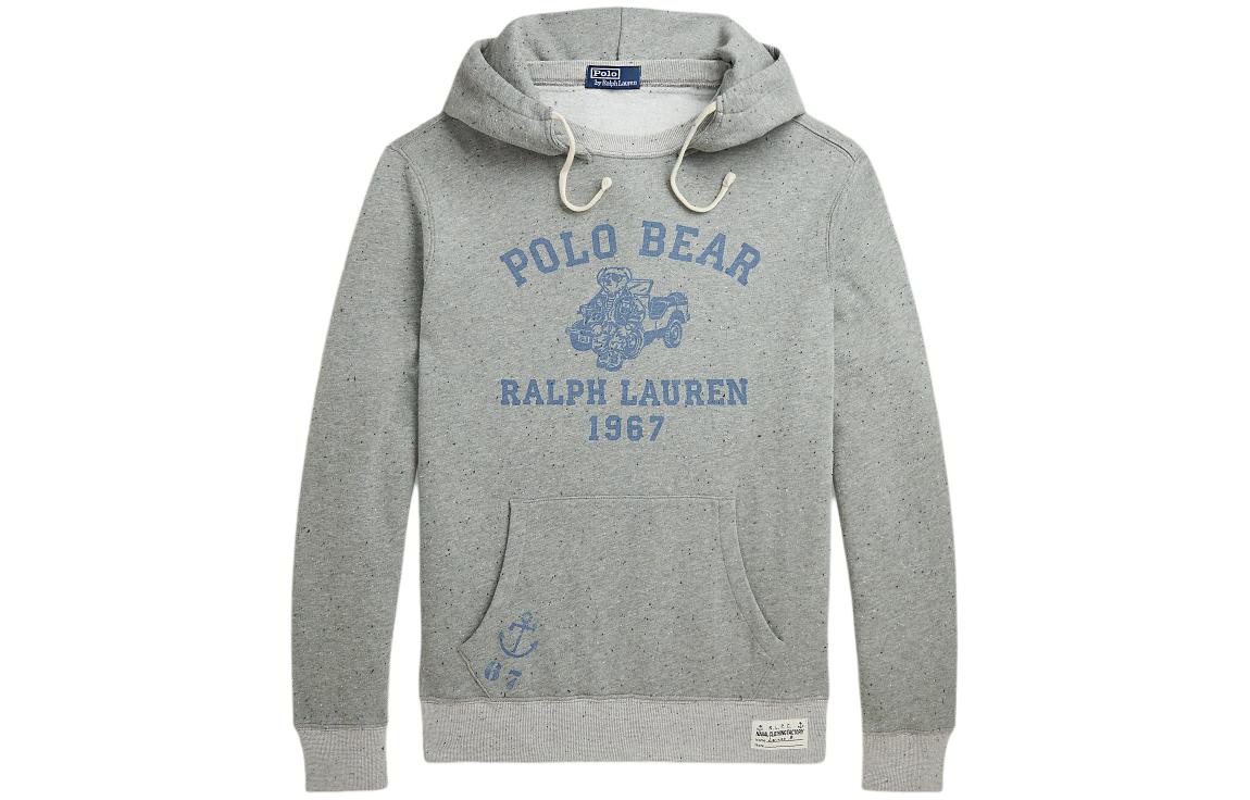 Ralph Lauren SS24 Grey Hoodie with Bear Logo and Letter Design MNPOKNI16823539-020