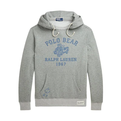 Ralph Lauren SS24 Grey Hoodie with Bear Logo and Letter Design MNPOKNI16823539-020