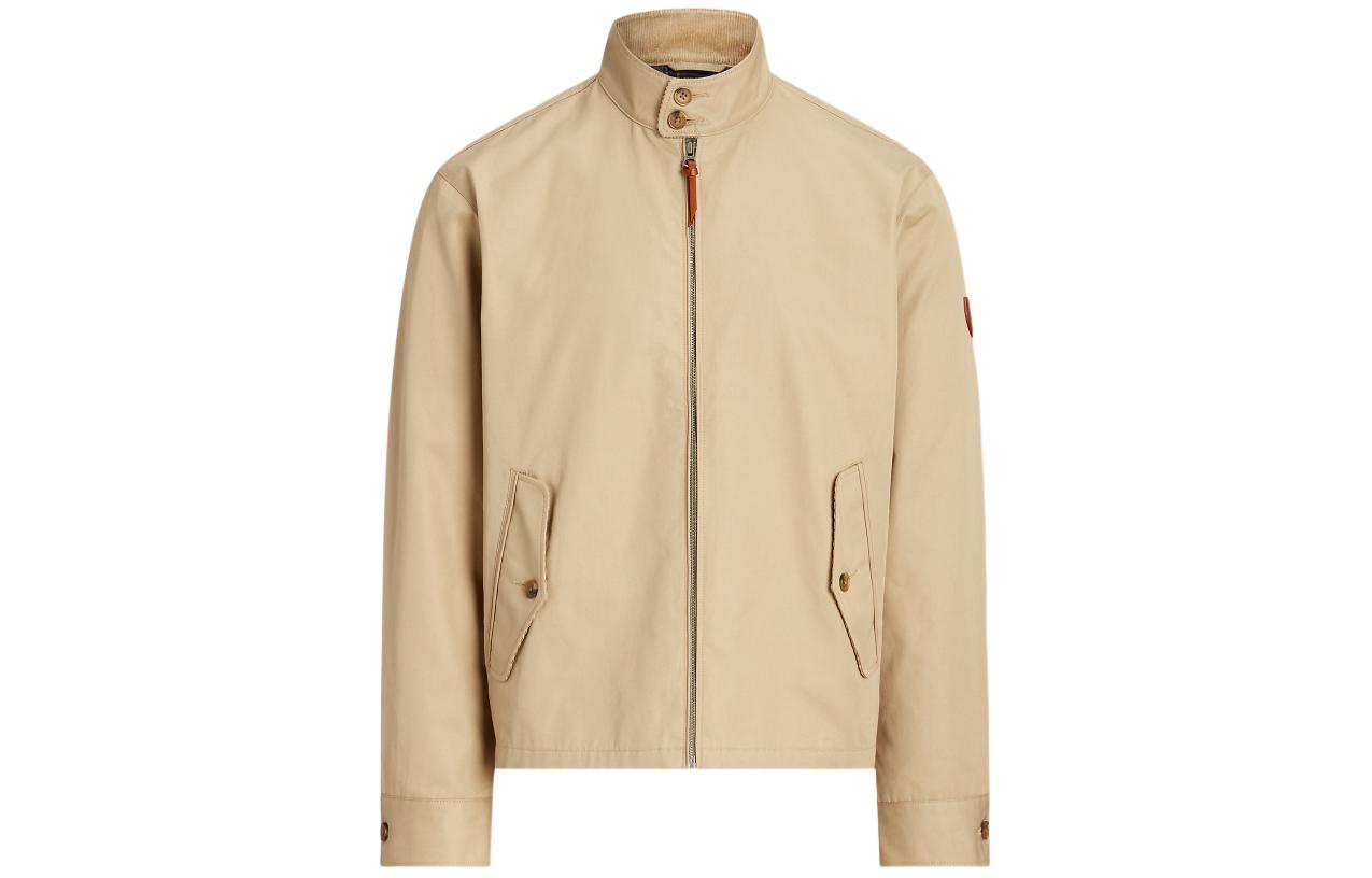 Ralph Lauren SS24 Harrington Badge Zip Jacket Desert Khaki Long Sleeve MNPOOTW16021324-250