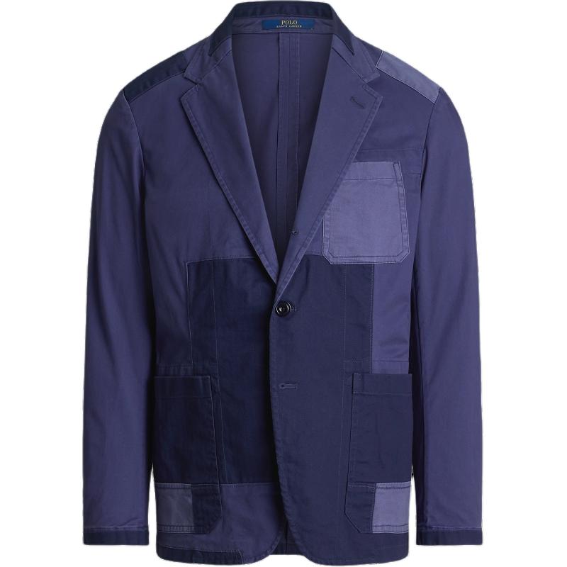 Ralph Lauren SS24 Indigo Patchwork Single-Breasted Long-Sleeve Jacket Mens MNPOSPC27620589-400
