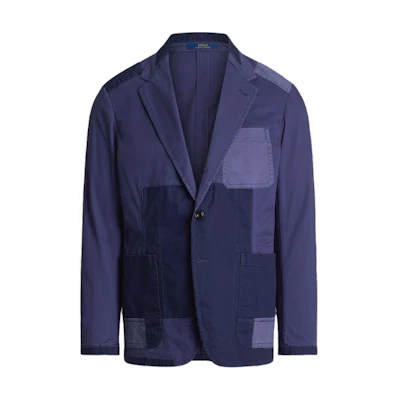 Ralph Lauren SS24 Indigo Patchwork Single-Breasted Long-Sleeve Jacket Mens MNPOSPC27620589-400