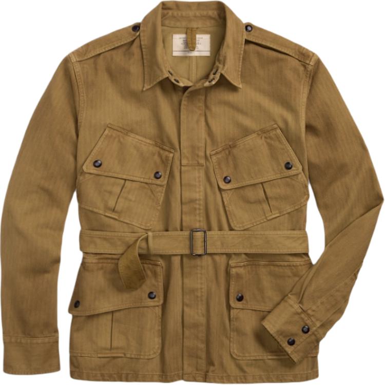 Ralph Lauren SS24 Khaki Solid Twill Long-Sleeve Jacket with Pockets MNRRKNI16820173-200