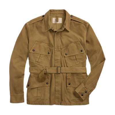 Ralph Lauren SS24 Khaki Solid Twill Long-Sleeve Jacket with Pockets MNRRKNI16820173-200