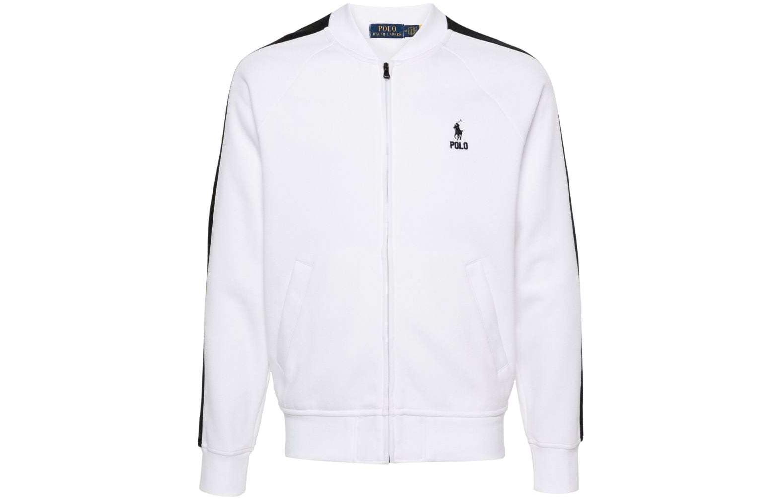 Ralph Lauren SS24 Letter Logo Embroidered Zip-Up Sweatshirt White Mens 710934640-002