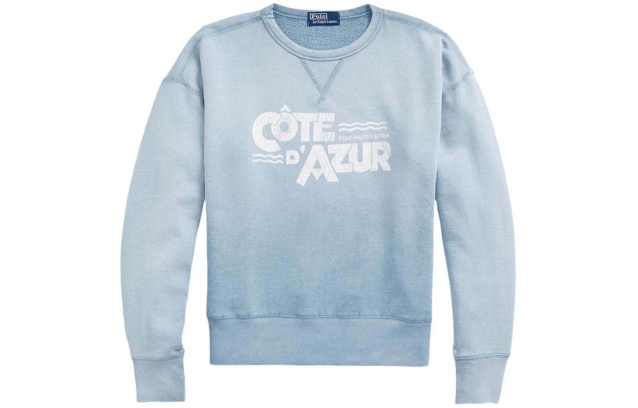 Ralph Lauren SS24 Light Blue Letter Print Crewneck Long Sleeve Sweatshirt 710936361-001