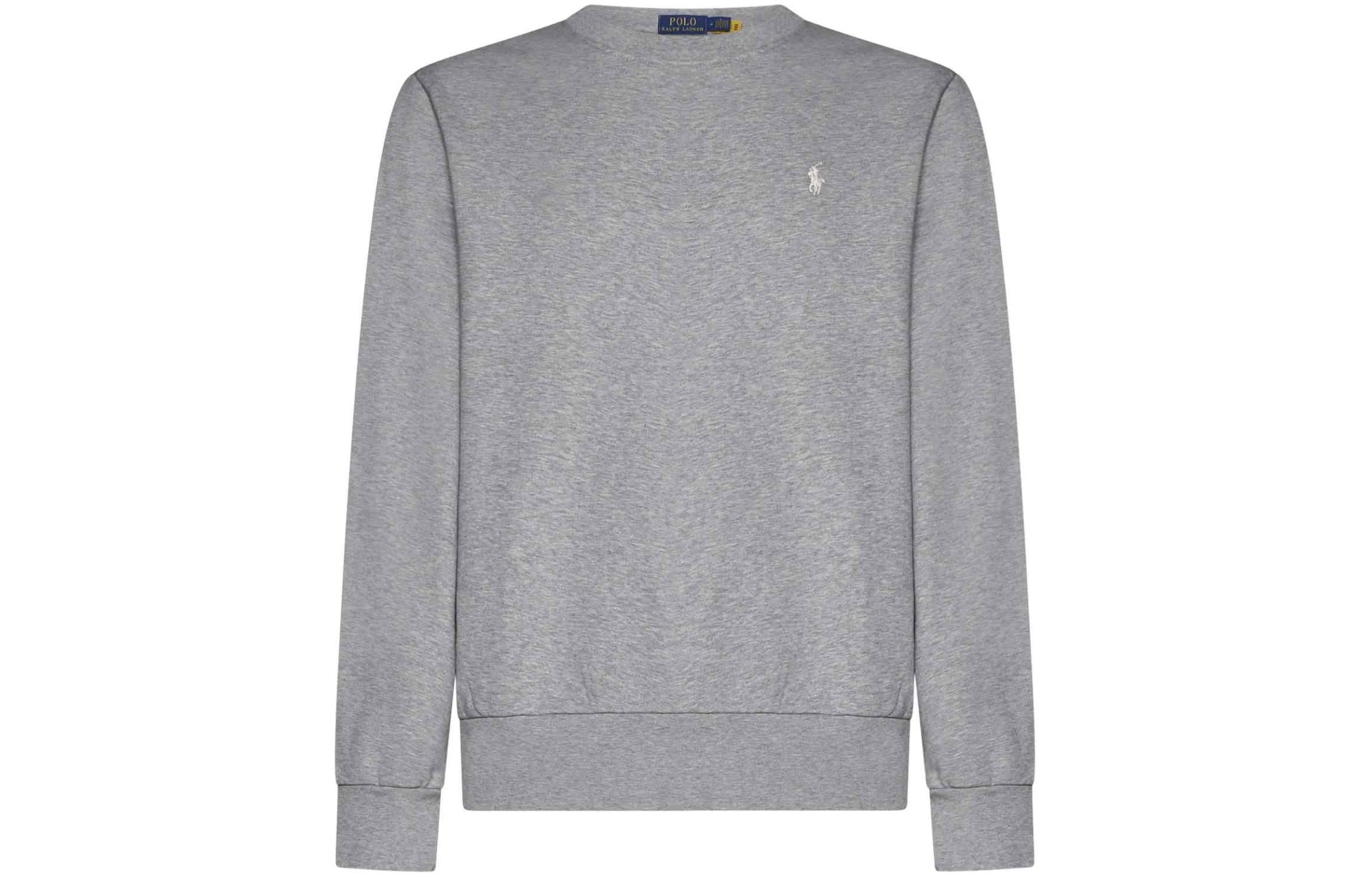 Ralph Lauren SS24 Logo Embroidered Crewneck Sweatshirt Light Gray 710916689-007