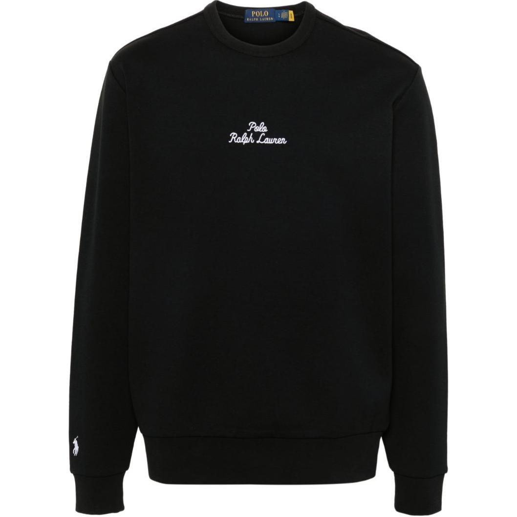 Ralph Lauren SS24 Logo Embroidered Crewneck Sweatshirt Black Long Sleeve 710941833-001