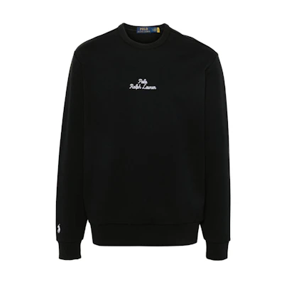 Ralph Lauren SS24 Logo Embroidered Crewneck Sweatshirt Black Long Sleeve 710941833-001