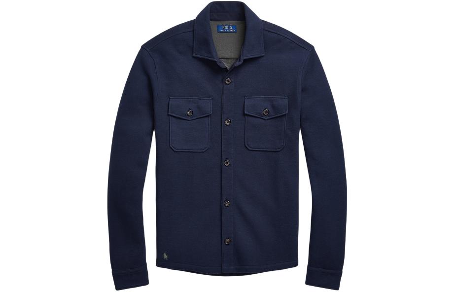 Ralph Lauren SS24 Navy Blue Solid Single-Breasted Shirt Jacket for Men MNPOWOV16823281-410