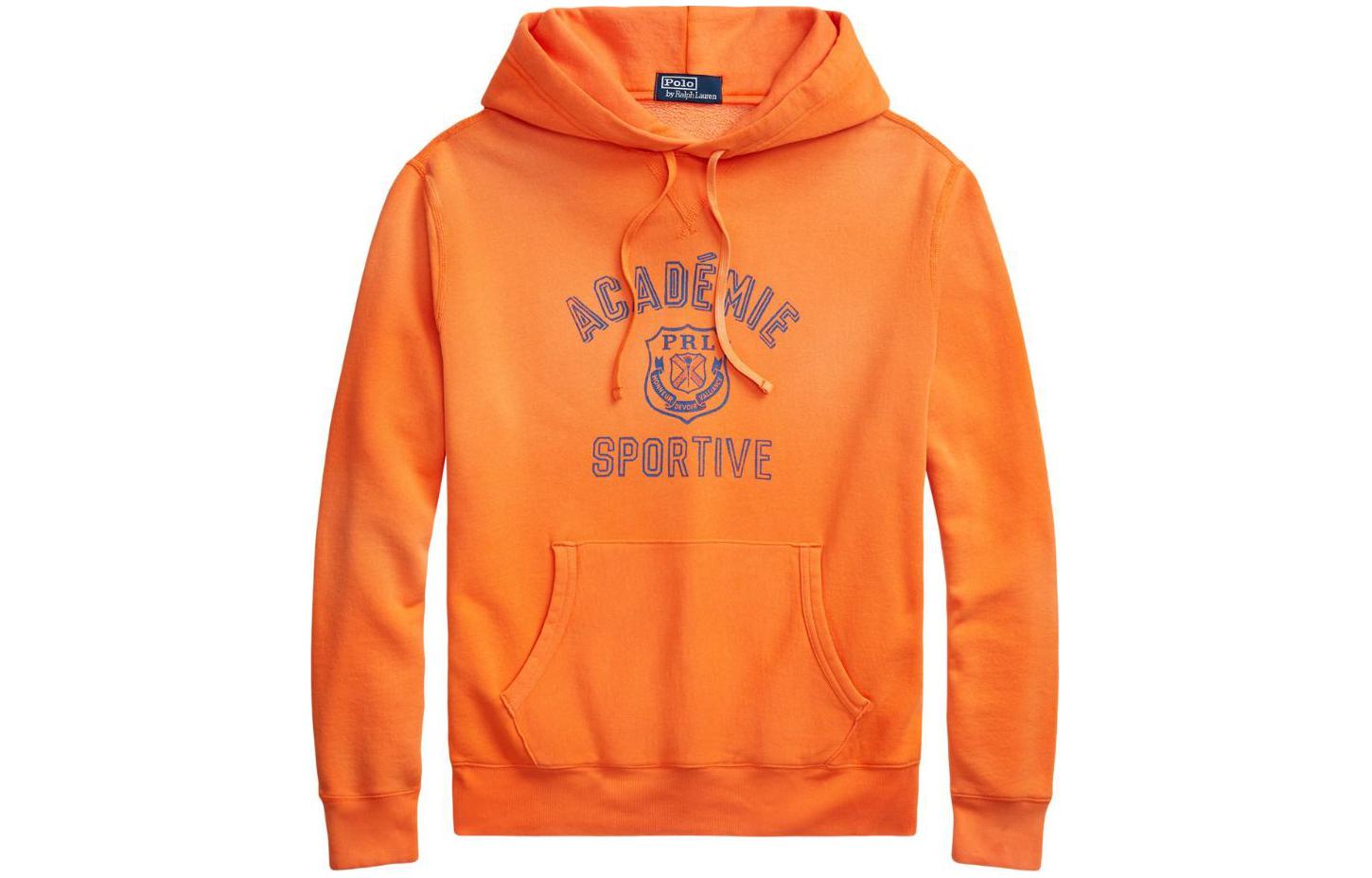 Ralph Lauren SS24 Orange Letter Print Drawstring Hoodie Long Sleeve 710934766-001