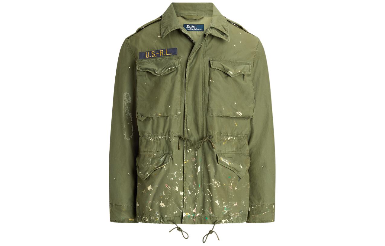 Ralph Lauren SS24 Paint-Splatter Embroidered Collar Jacket Green MNPOOTW16021378-300