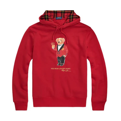 Ralph Lauren SS24 Red Hoodie with Bear Graphic Print for Men MNPOKNI16823377-600