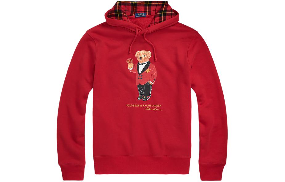 Ralph Lauren SS24 Red Hoodie with Bear Graphic Print for Men MNPOKNI16823377-600 圖 2