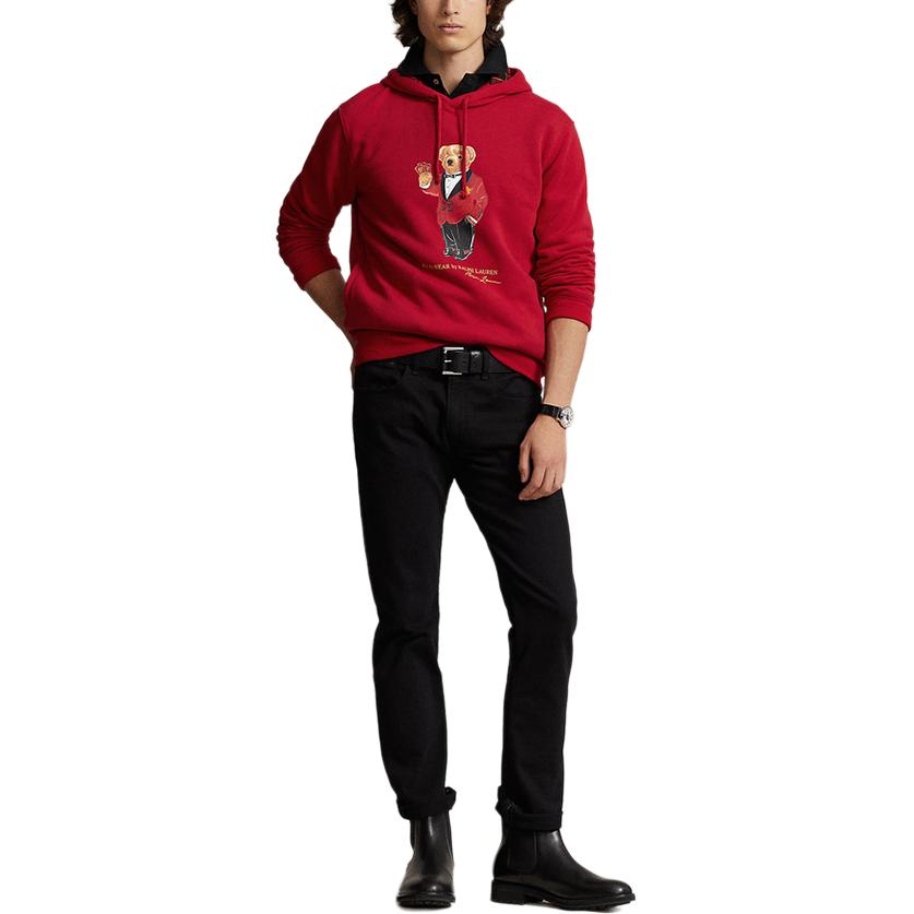 Ralph Lauren SS24 Red Hoodie with Bear Graphic Print for Men MNPOKNI16823377-600 圖 3