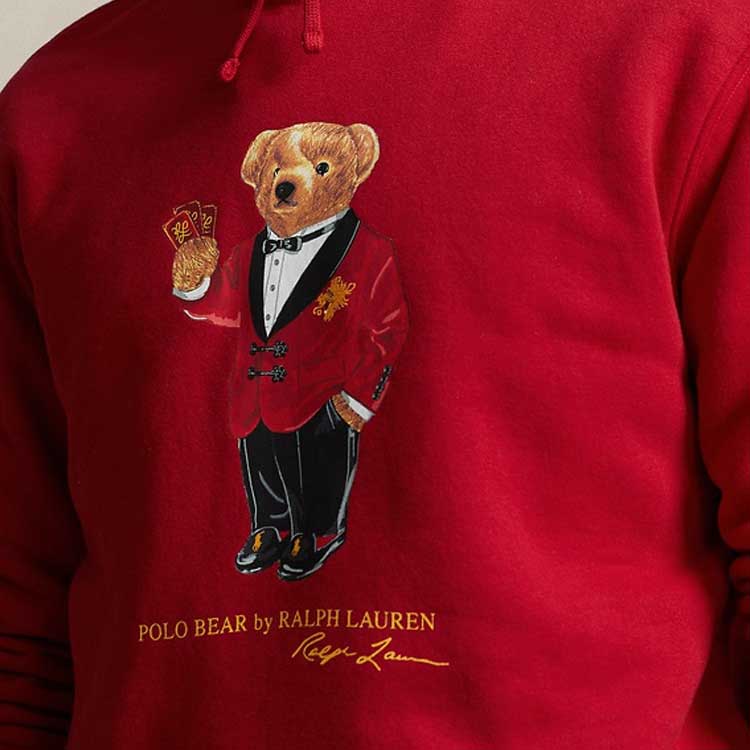 Ralph Lauren SS24 Red Hoodie with Bear Graphic Print for Men MNPOKNI16823377-600 圖 6