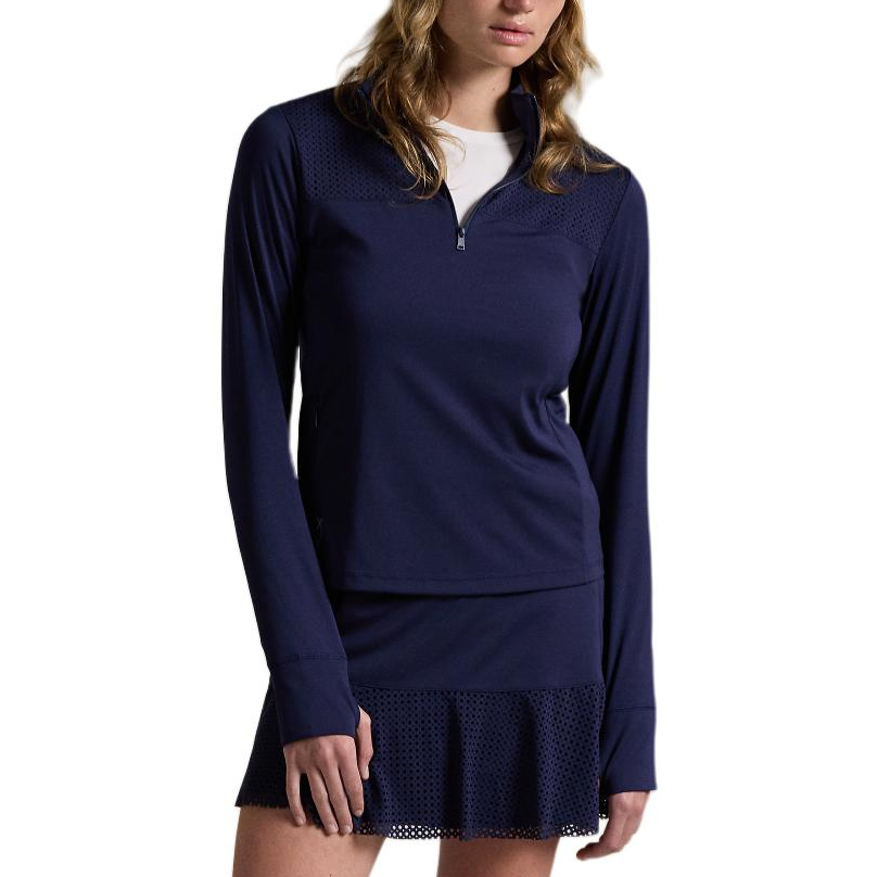 Ralph Lauren SS24 Slim Fit Logo Print Long Sleeve Polo Shirt Women Navy. WMXGKNINC020229-410 圖 5