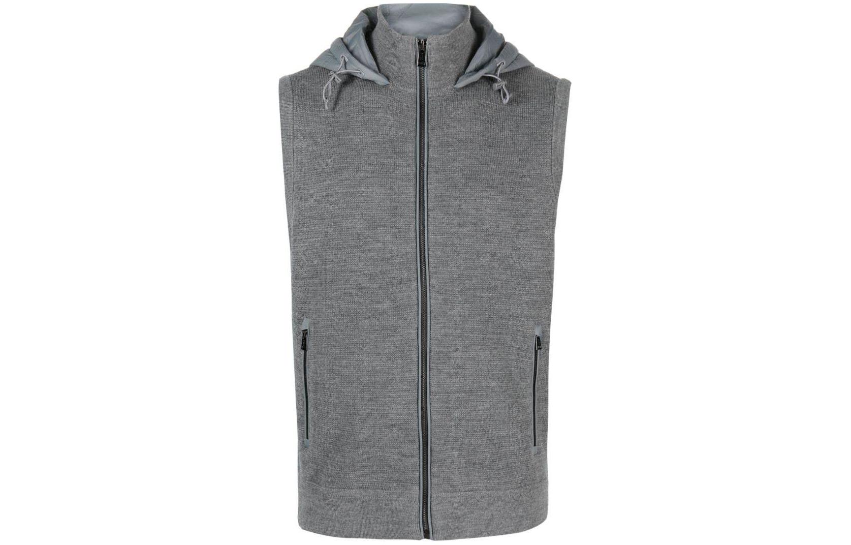 Ralph Lauren SS24 Solid Gray Sleeveless Hooded Jacket 710918118-001