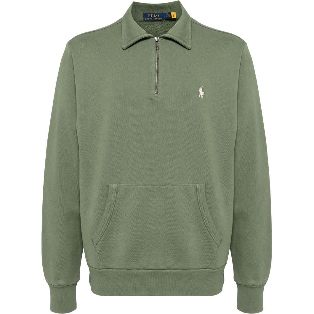 Ralph Lauren SS24 Solid Logo Embroidered Casual Long Sleeve Sweatshirt Green 710934741-002A