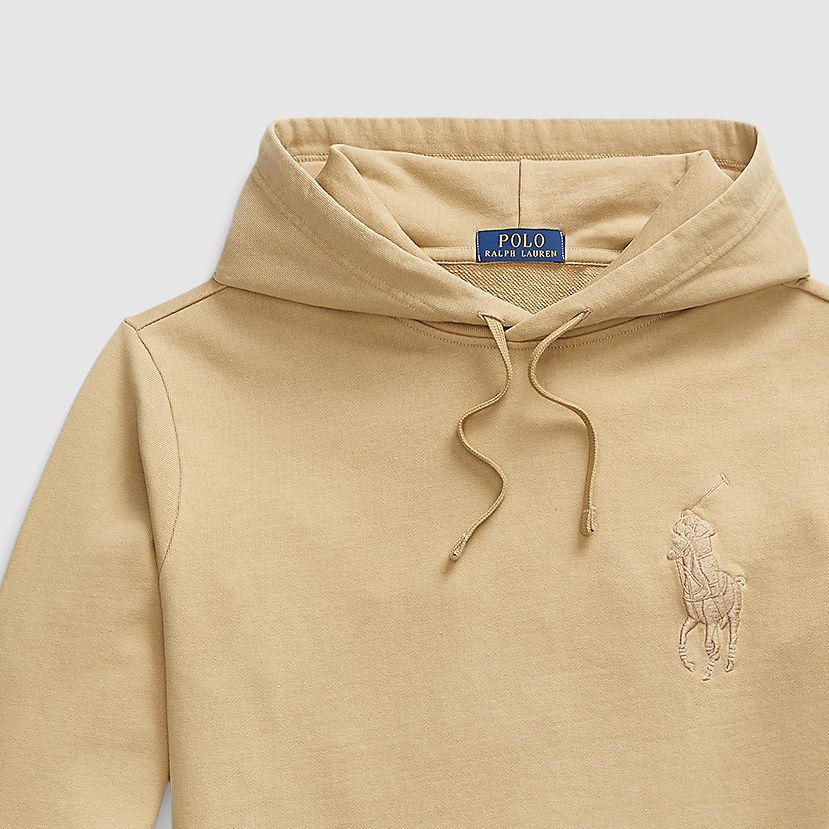 Ralph Lauren SS24 Solid Logo Embroidered Drawstring Hoodie Men Beige MNPOKNI16823626-250 圖 3