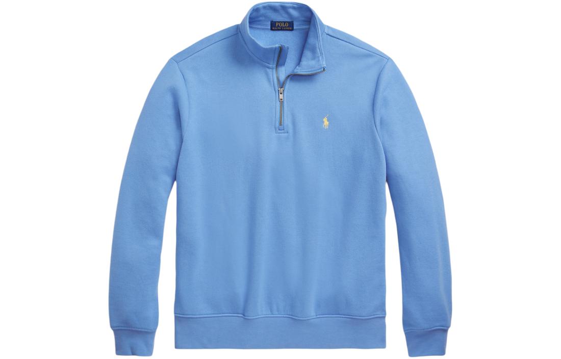 Ralph Lauren SS24 Solid Logo Embroidered Half-Zip Sweatshirt Men’s Blue MNPOKNI16823475-400