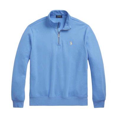 Ralph Lauren SS24 Solid Logo Embroidered Half-Zip Sweatshirt Men’s Blue MNPOKNI16823475-400