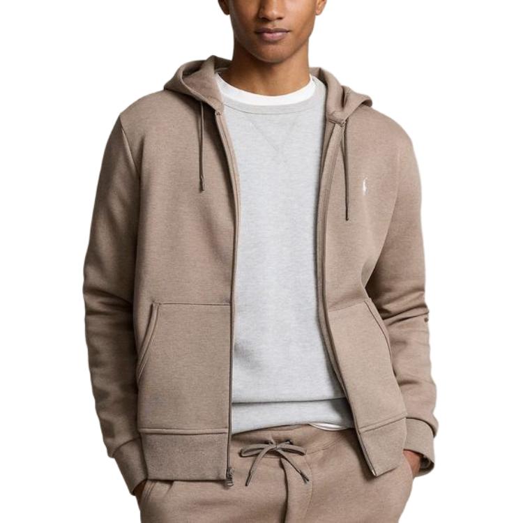 Ralph Lauren SS24 Solid Logo Embroidered Zip Hoodie Dark Taupe MNPOKNI16823458-200 圖 4